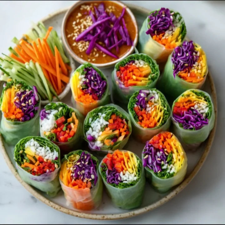 VEGETABLE SPRING ROLLS WITH PEANUT SAUCE