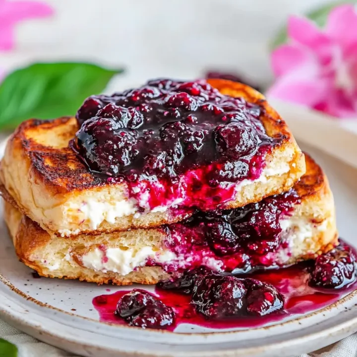 Cream Cheese Stuffed French Toast with Blackberry Compote