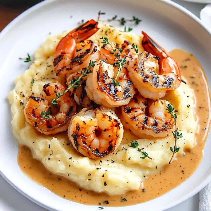 Creamy Garlic Shrimp Over Mashed Potatoes
