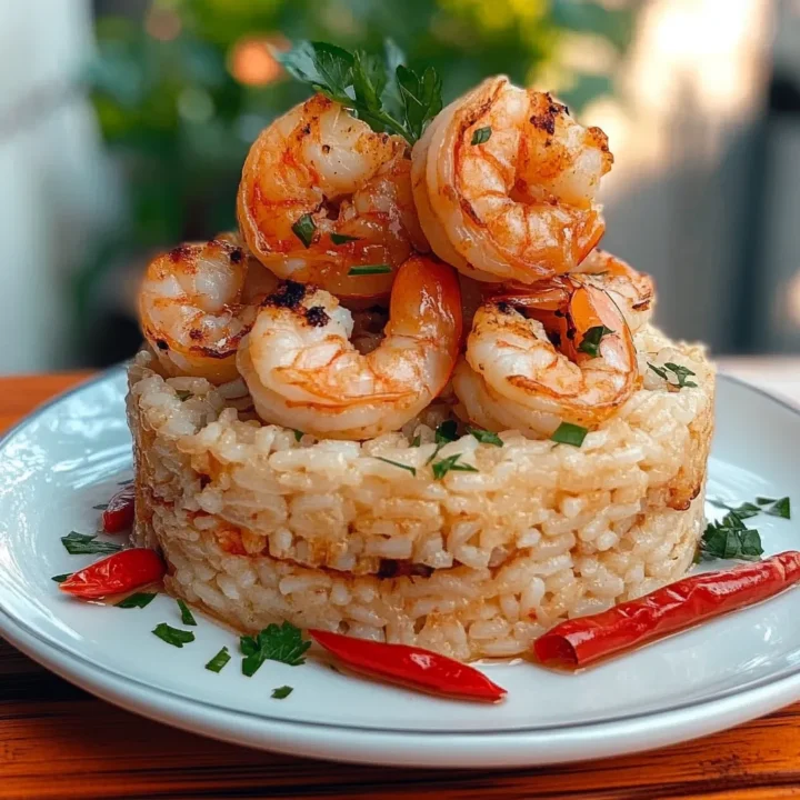 Garlic Butter Shrimp Rice Stack