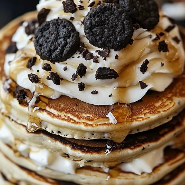 Oreo Pancakes with Creamy Glaze