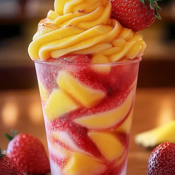Pineapple Strawberry Swirled Slushies