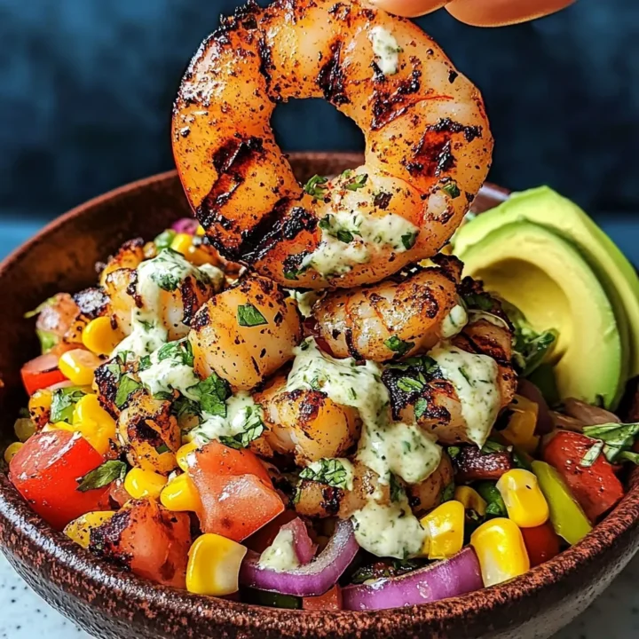 Easy Grilled Shrimp Bowl With Avocado & Corn Salsa