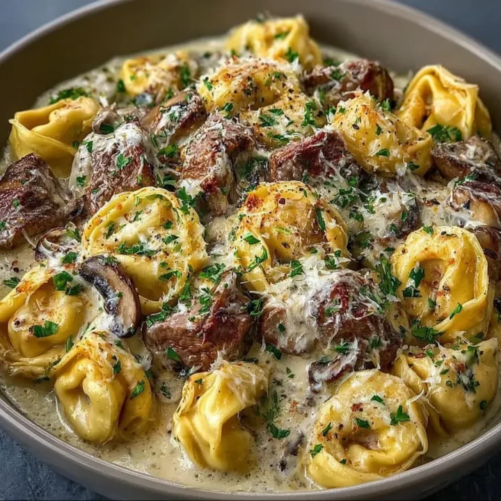 Beef & Parmesan Tortellini in Creamy Sauce