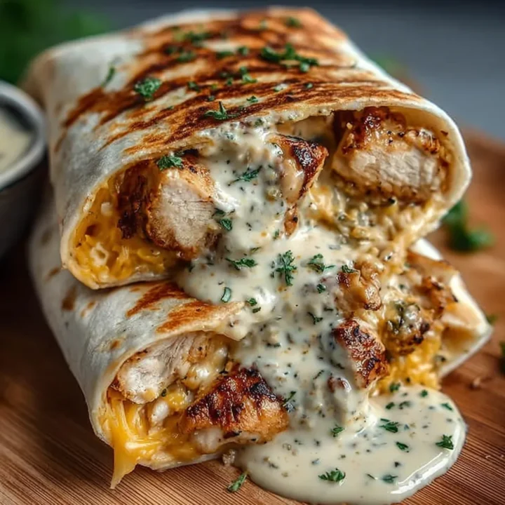 Cozy Cheesy Garlic Chicken Wraps