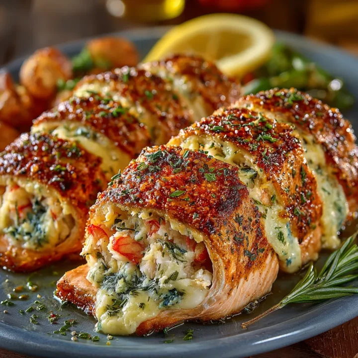 Crab and Shrimp-Stuffed Salmon Fillets