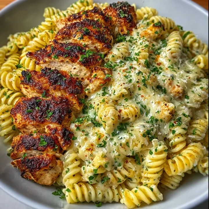 Creamy Cajun Chicken Twisted Pasta with Mozzarella Alfredo