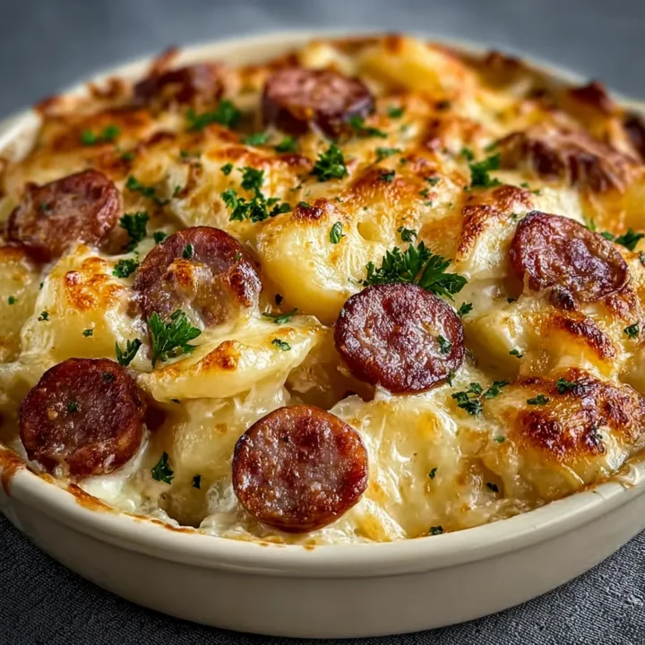 Kielbasa and Pierogi Casserole Bake