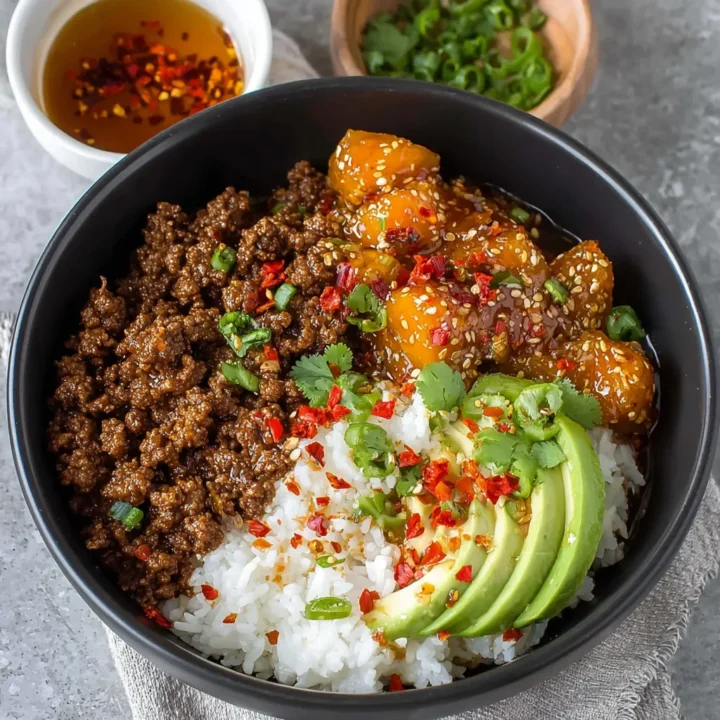 Quick Ground Beef Hot Honey Bowl Recipe