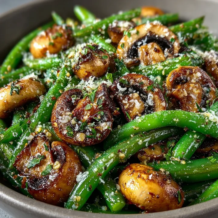 Garlic Butter Sautéed Green Beans and Mushrooms