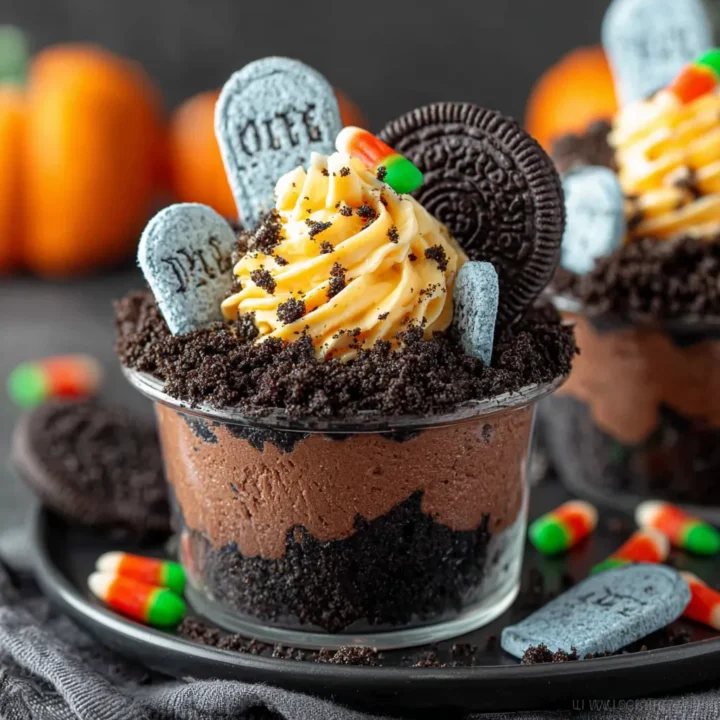 Easy Halloween Dirt Cupcakes