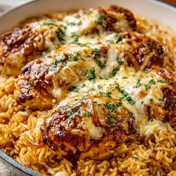 French Onion Chicken Rice Bake