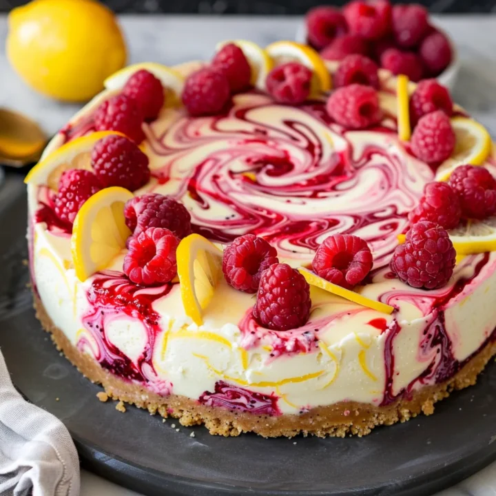 Lemon Raspberry Swirl Cheesecake for a Stunning Dessert