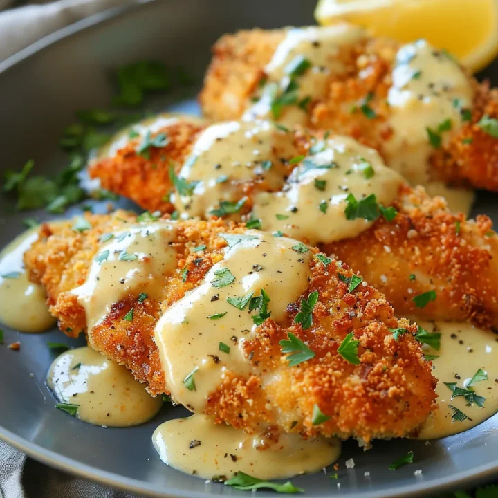 Crispy Parmesan Chicken Garlic Sauce