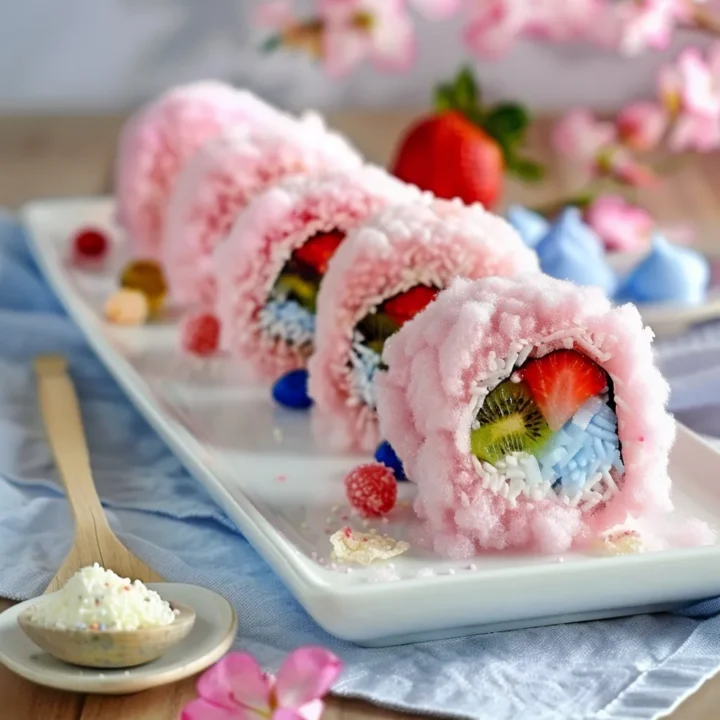 Whimsical Cotton Candy Sushi for Fun Sweet Treats