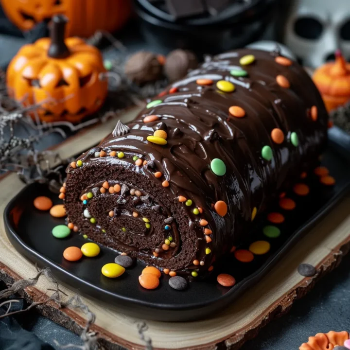 Spooky Halloween Chocolate Roll Cake