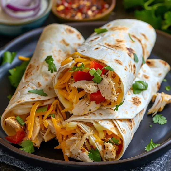 Ooey Gooey Cheesy Chicken Wraps