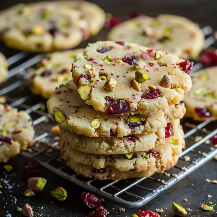 Cranberry Pistachio Shortbread Cookies