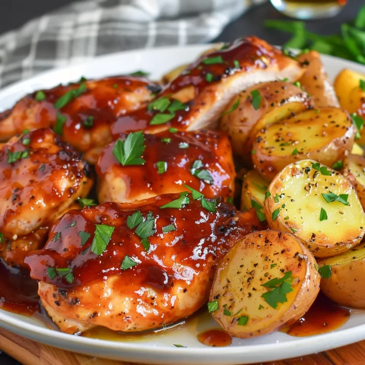Honey BBQ Chicken & Garlic Parmesan Potatoes
