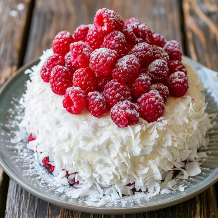 Raspberry Coconut Snowball Cake Recipe