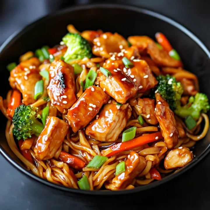 Sticky Garlic Chicken Noodle Stir-Fry