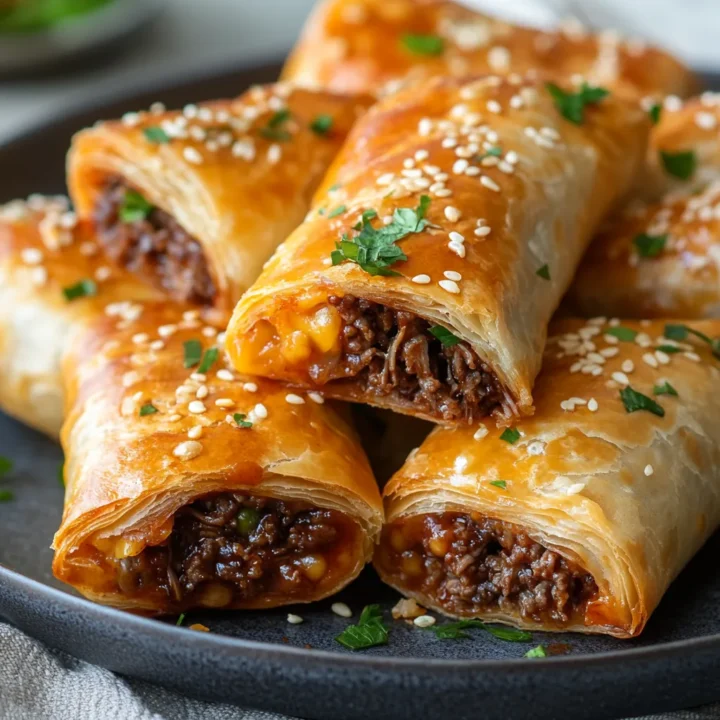 Cheesy Shredded Beef Puff Rolls