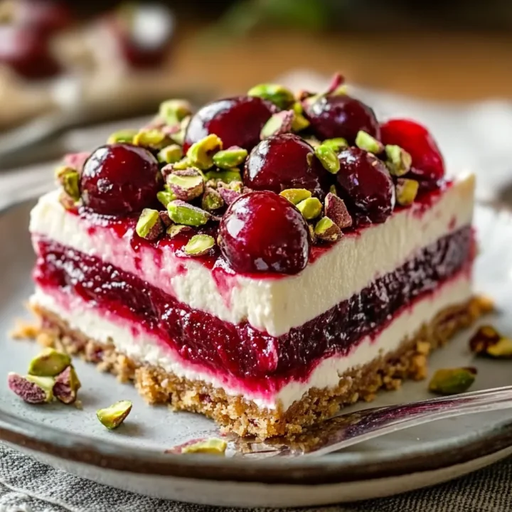 Cherry Pistachio Cheesecake Delight