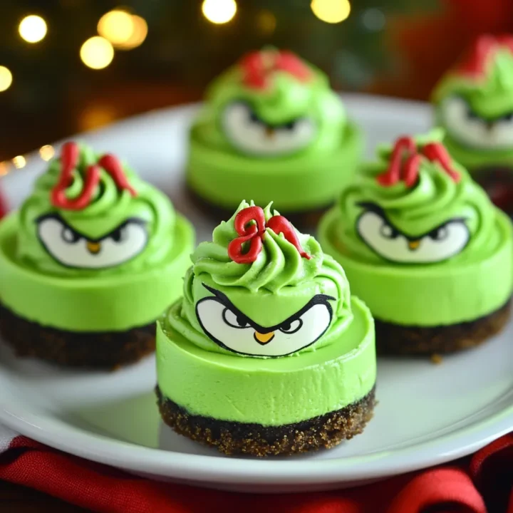 Adorable Grinch Mini Cheesecakes