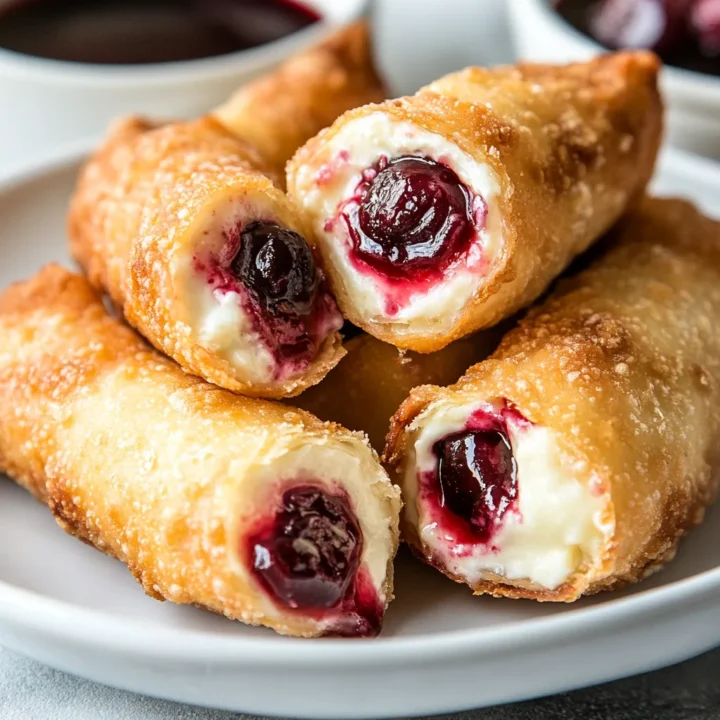 Crispy Cherry Cheesecake Egg Rolls