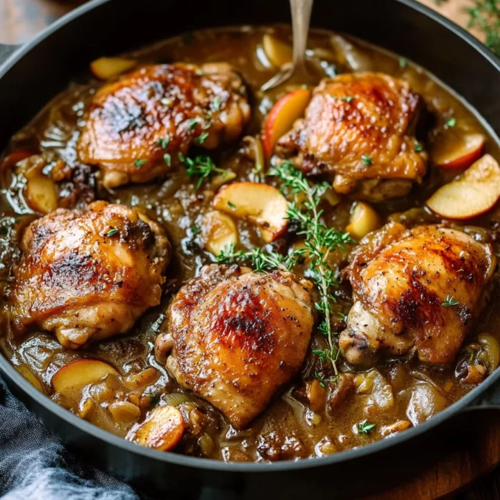 Cider Braised Chicken with Apples & Shallots