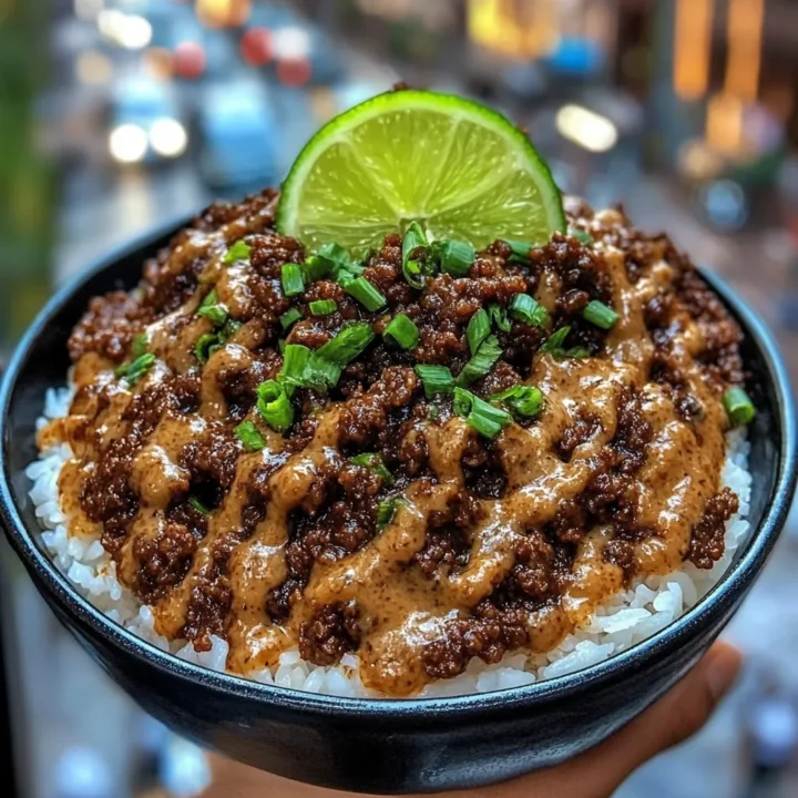 Honey Soy Beef Rice Bowls with Ginger Lime Sauce
