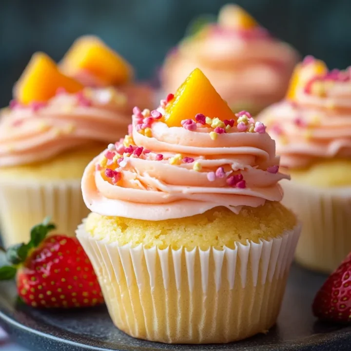 Mango Strawberry Sunset Cupcakes