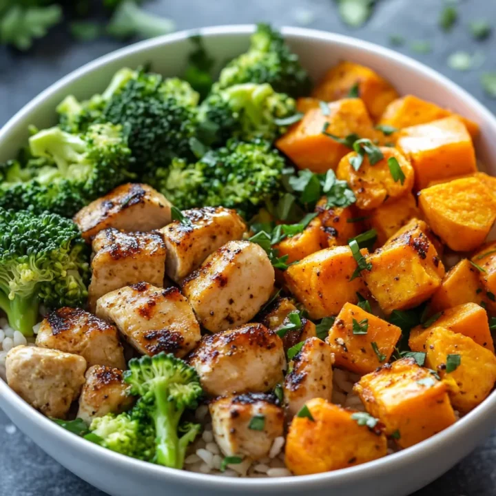 Healthy Chicken Sweet Potato Rice Bowl
