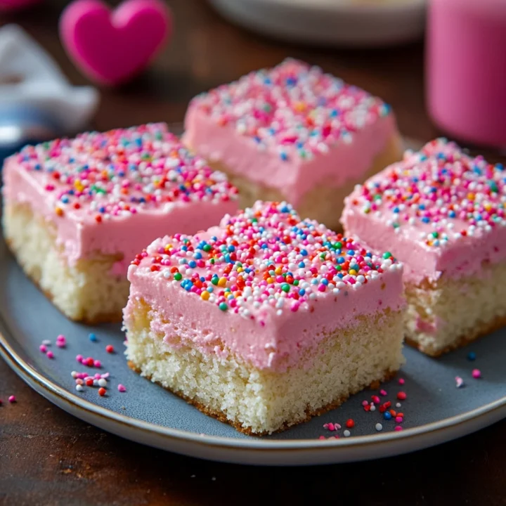 Pink Funfetti Valentine Cake Squares