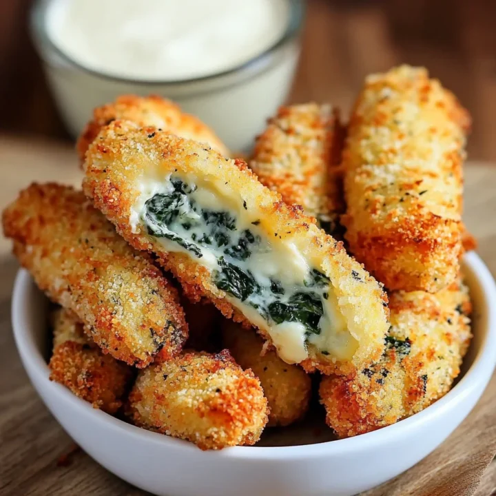Spinach Dip Mozzarella Sticks