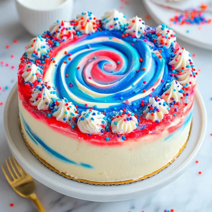 Patriotic Tie Dye 4th of July Cake with Creamy Frosting
