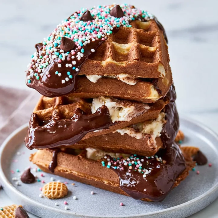Chocolate-Dipped Waffle Ice Cream Sandwiches