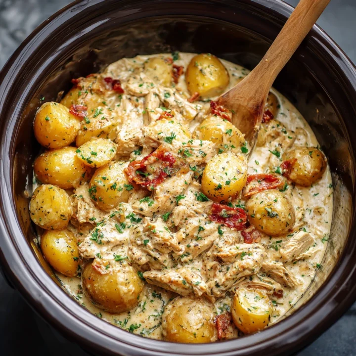 Crockpot Garlic Parmesan Chicken Potatoes