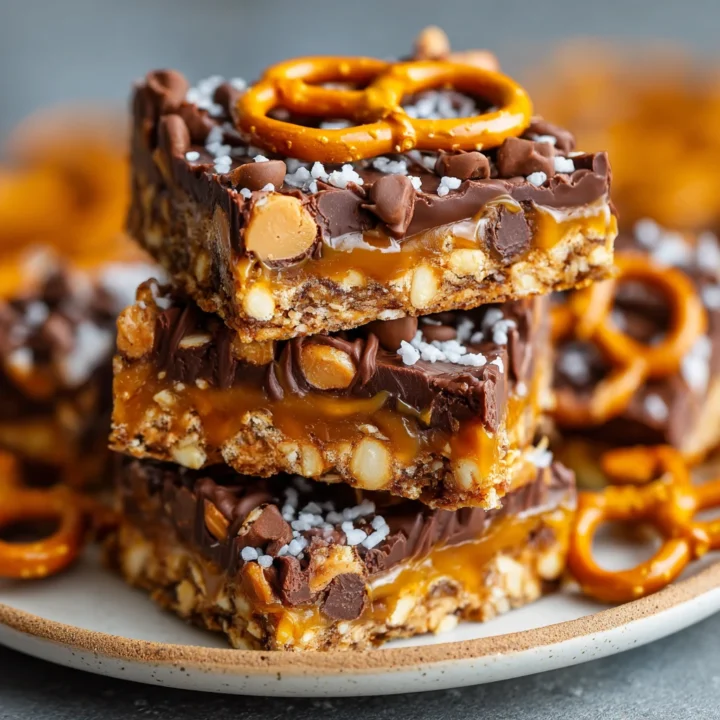 Sweet Salty Caramel Pretzel Bars