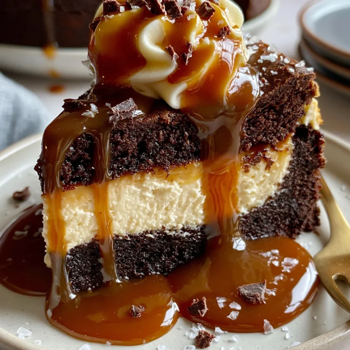 Brownie Bottom Salted Caramel Cheesecake